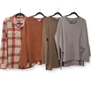Casual Large Shirt and Sweater Set